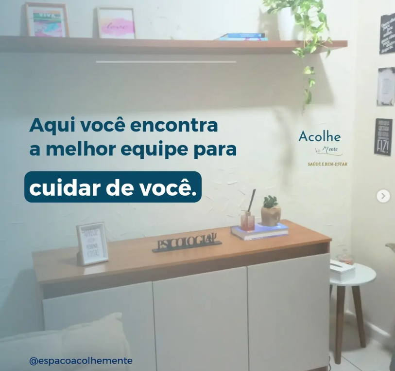 Interior do Espaço Acolhemente — ambiente acolhedor e profissional para atendimento psicológico em Salvador